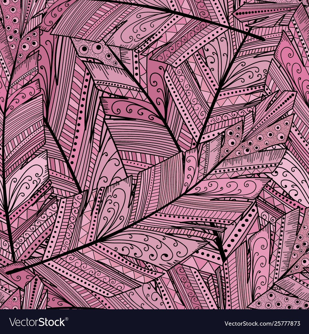 Seamless pattern with abstract featherhand draw