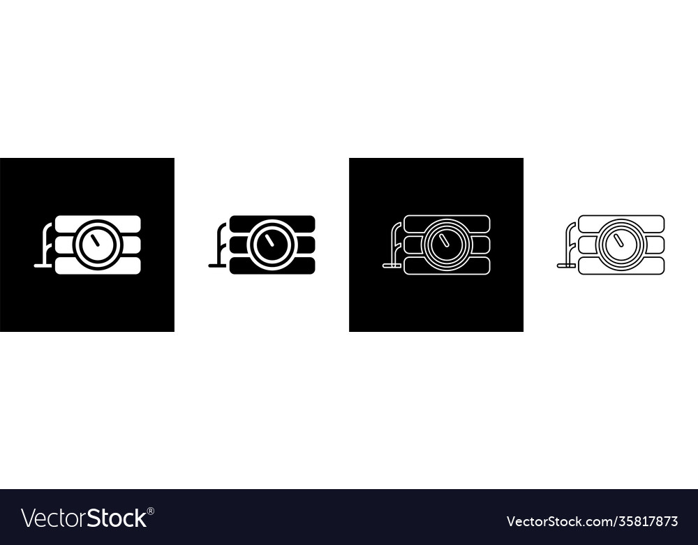 Set detonate dynamite bomb stick and timer clock vector image Set detonate dynamite bomb stick and timer clock