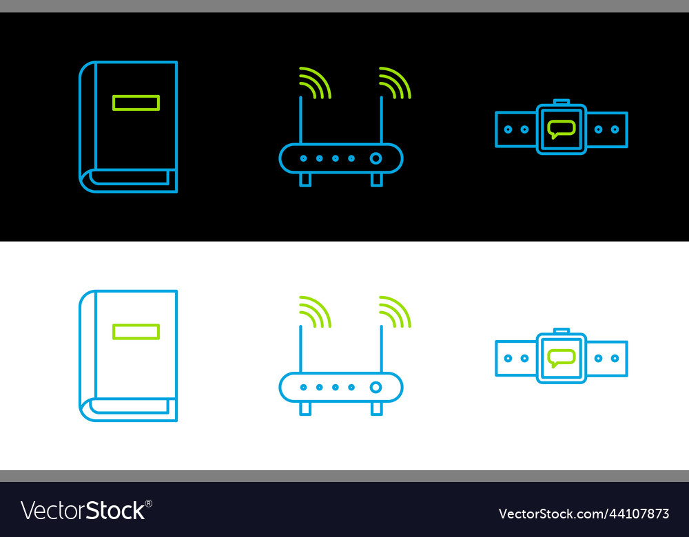 Set line smartwatch user manual and router wi vector image Set line smartwatch user manual and router wi