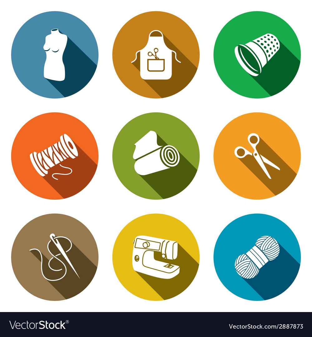 Sewing Clothing Manufacture Icon Collection Vector Image