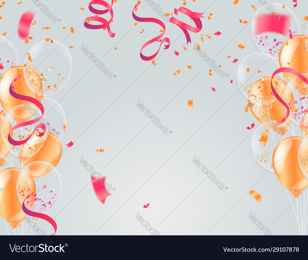 Ballons Konfetti und Bänder Feier vector image Ballons Konfetti und Bänder Feier