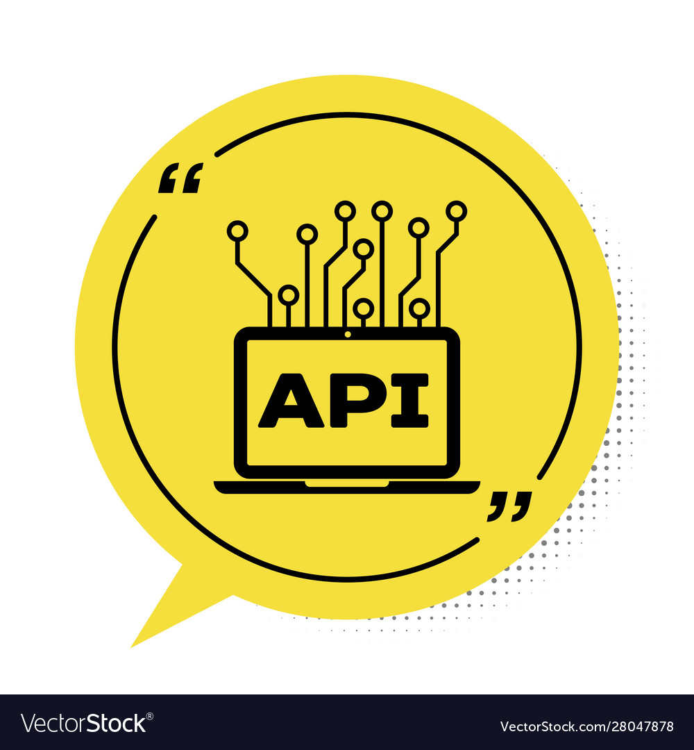 Black computer api interface icon isolated vector image Black computer api interface icon isolated