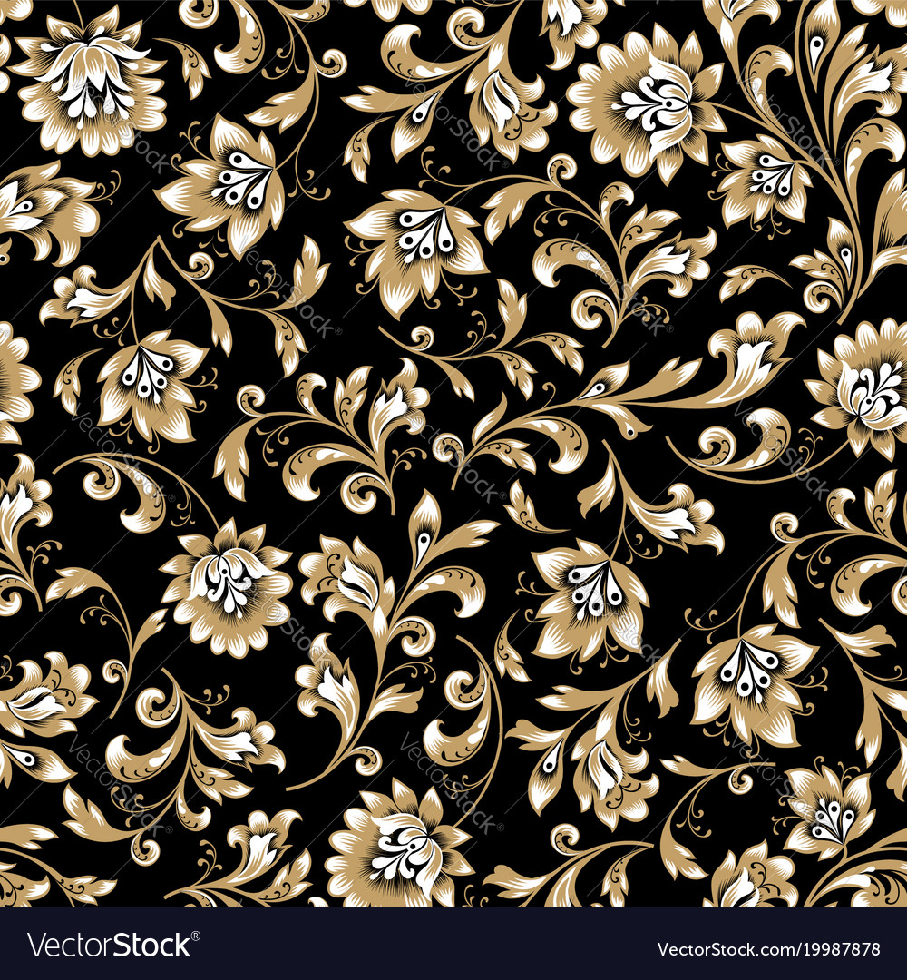 Floral seamless pattern flower swirl background Vector Image