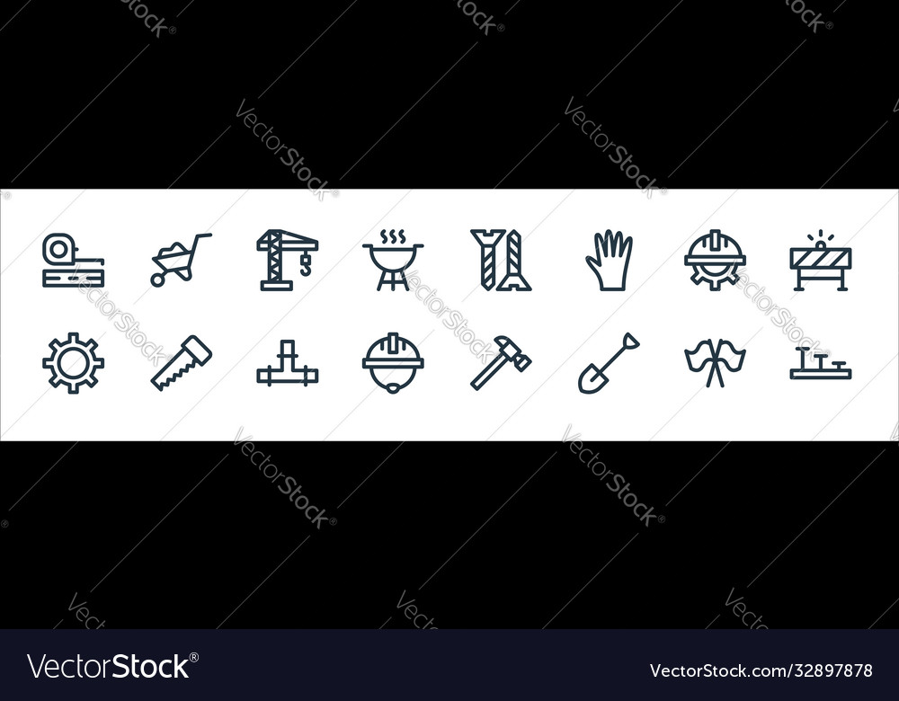 Labour day line icons linear set quality vector image Labour day line icons linear set quality