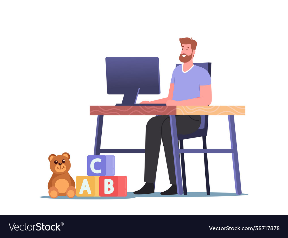 Man Working on Computer at Home