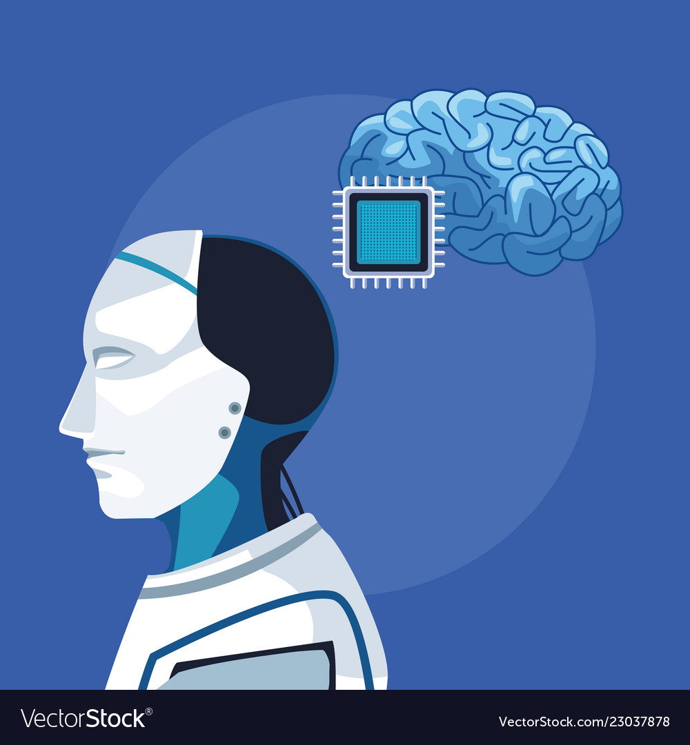 Robot with artificial intelligence vector image Robot with artificial intelligence