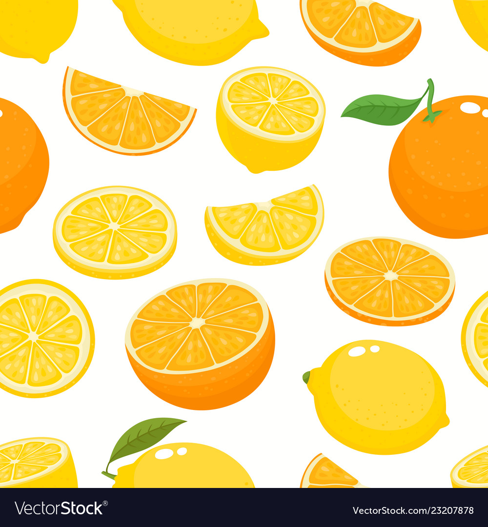 Seamless pattern with lemons and oranges vector image Seamless pattern with lemons and oranges