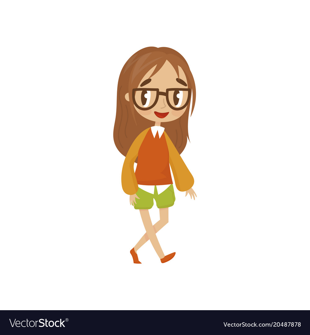 Sweet Cartoon Girl Character In In Blouse And Vector Image