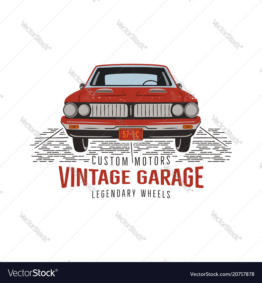 Vintage Hand Drawn Muscle Car Retro Red American Vector Image