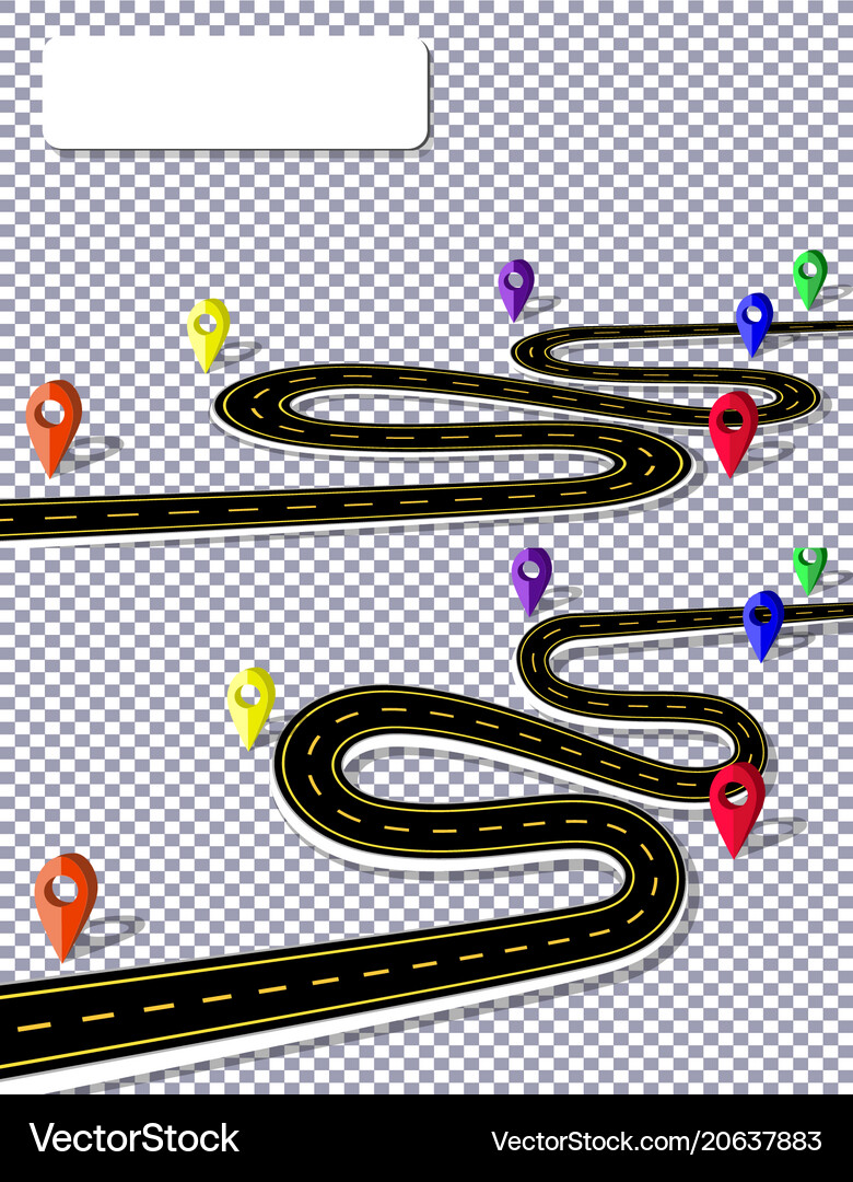 A winding road with signs on the background Vector Image
