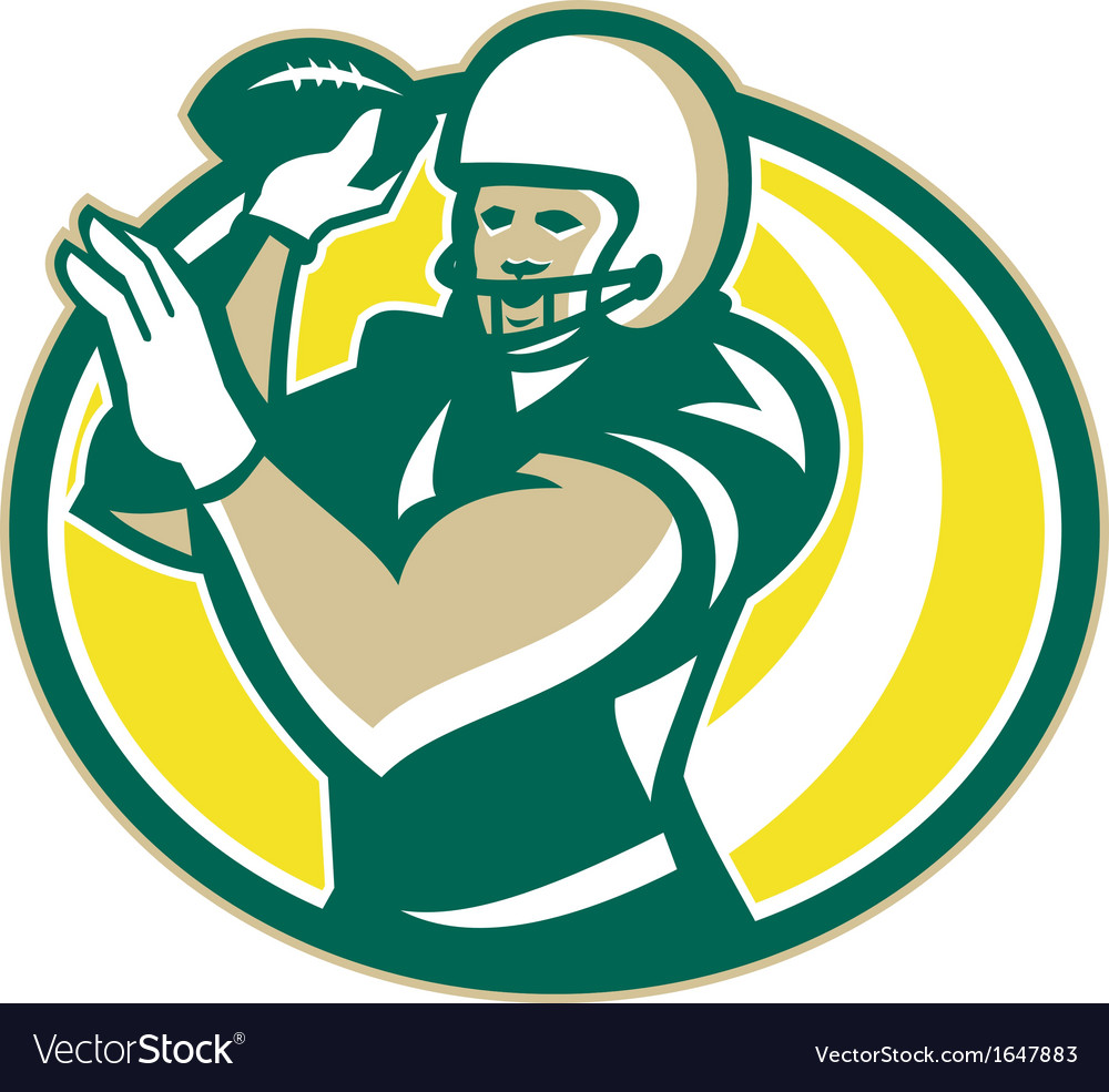 American Football QB Passing Ball retro Royalty Free Vector