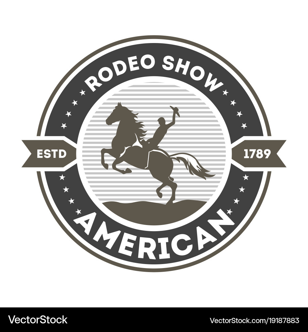 American rodeo show isolated label Royalty Free Vector Image