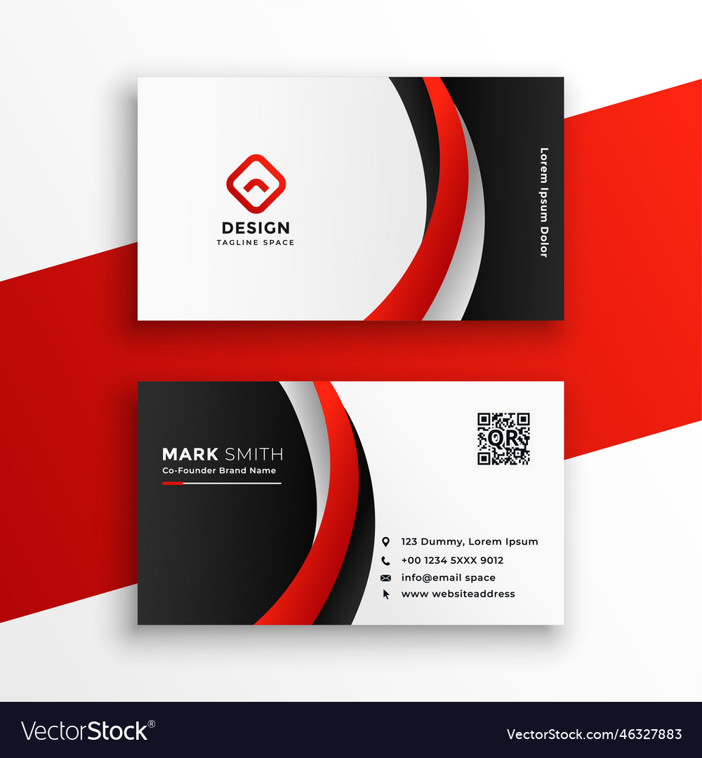 Awesome red business card design template Vector Image