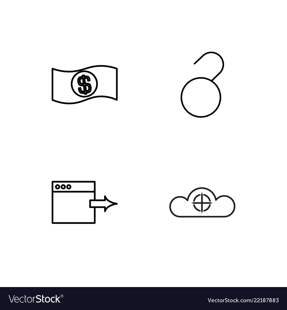 Business simple outlined icons set