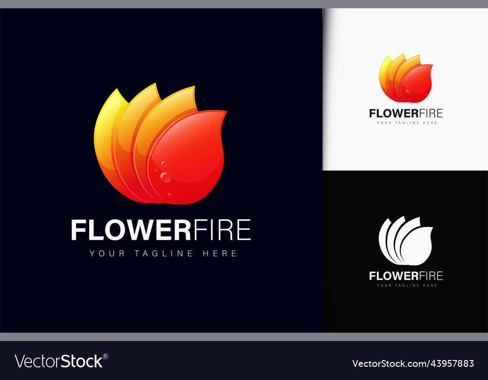 Flower fire logo design with gradient