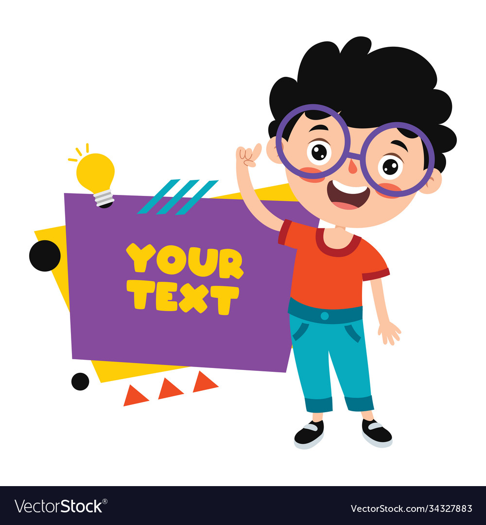 Funny child presenting and pointing Vector Image Funny child presenting and pointing