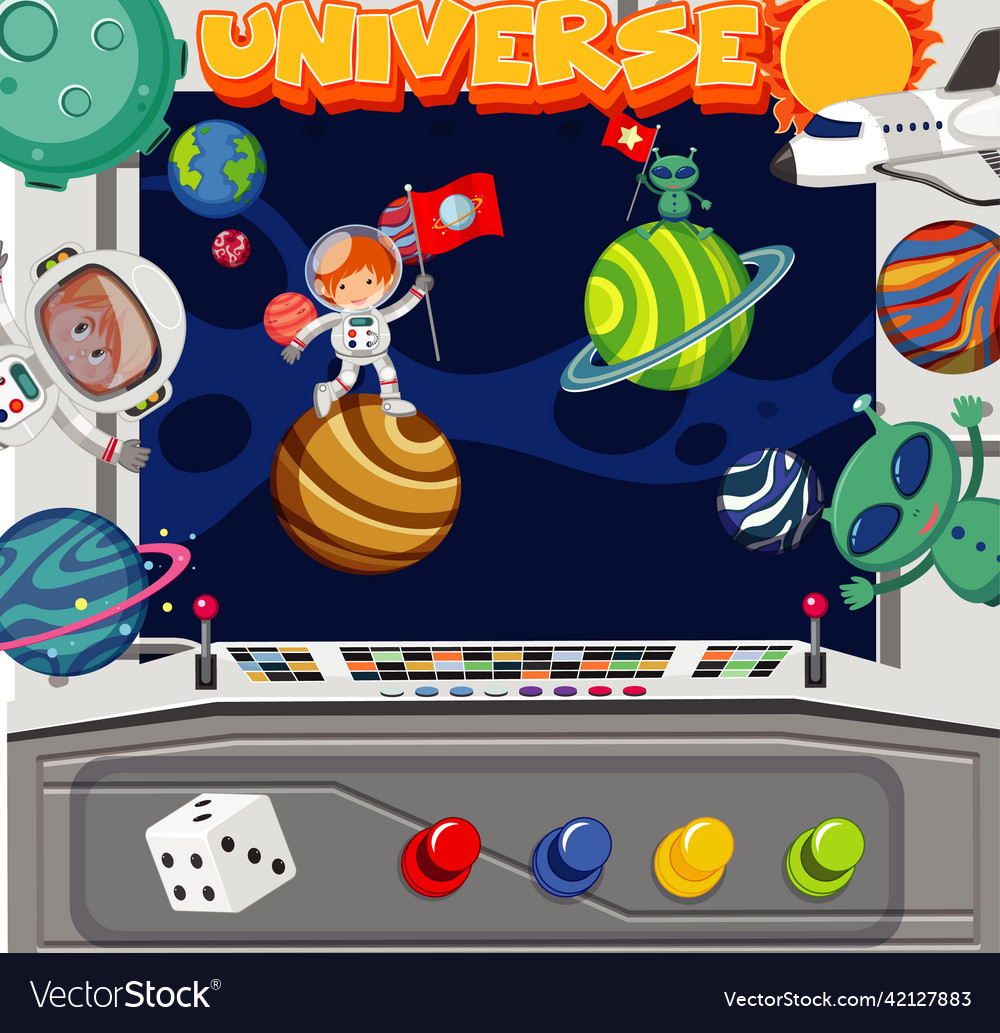 Game background template with space theme vector image Game background template with space theme