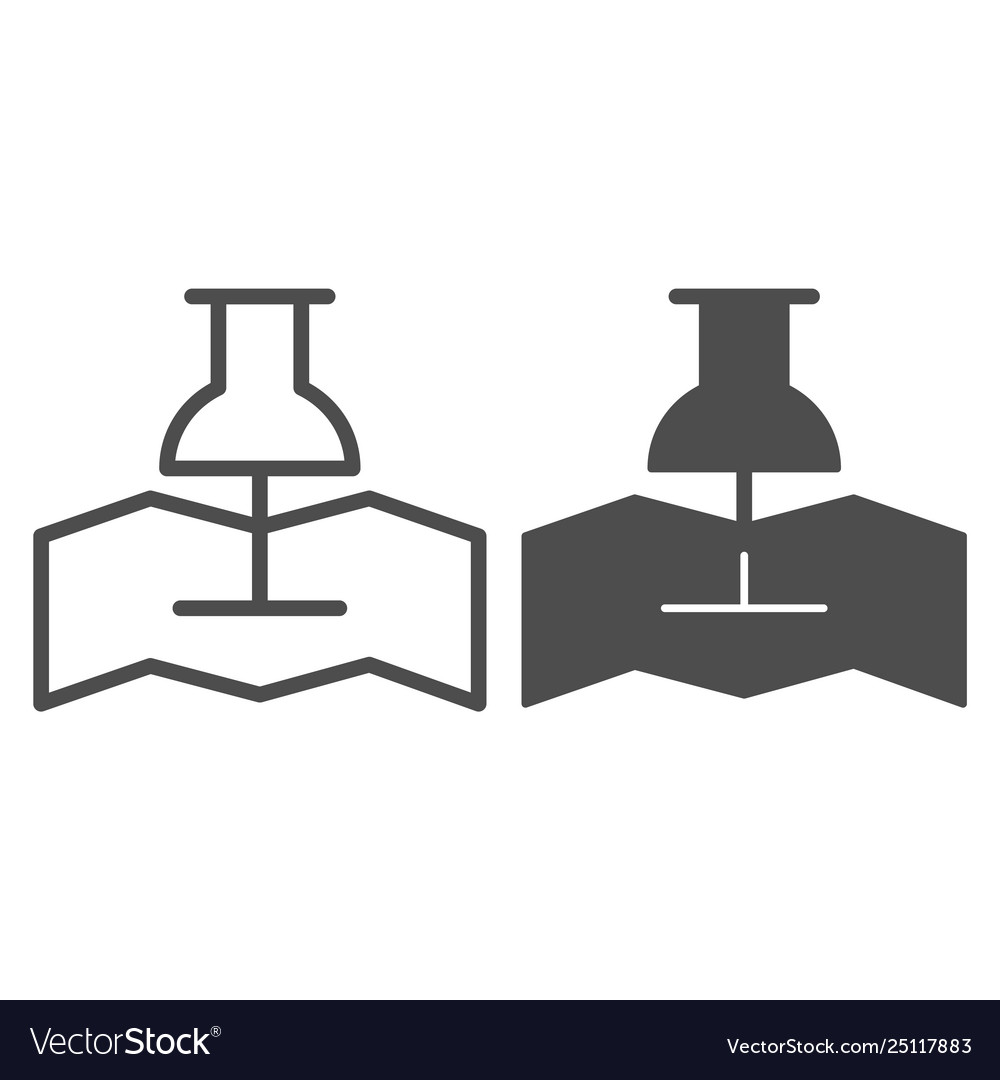 Gps pin line and glyph icon map pointer vector image Gps pin line and glyph icon map pointer