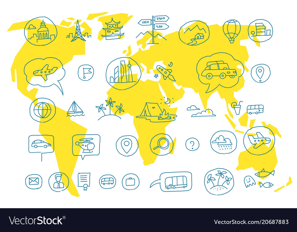 Hand draw map set elements transport tracking