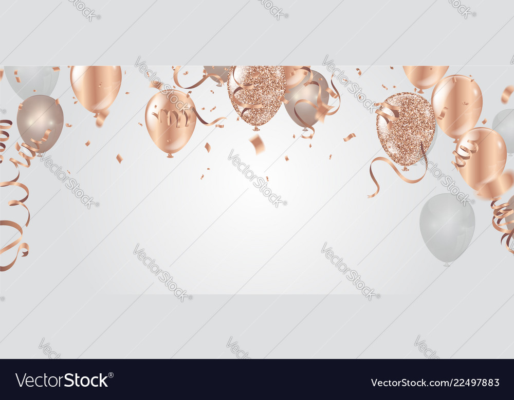 happy birthday confetti and ribbons gold orange vector image birthday ribbons images