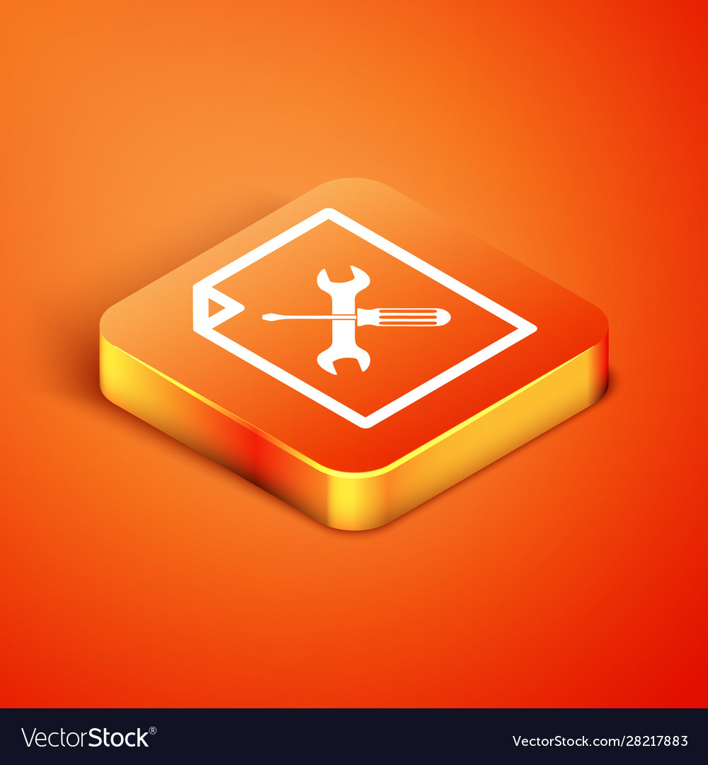 Isometric file document with screwdriver Vector Image Isometric file document with screwdriver