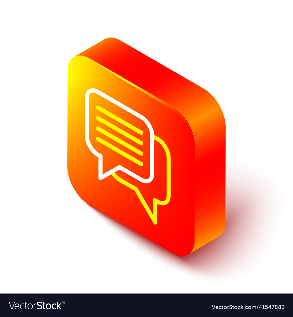 Isometric line speech bubble chat icon isolated