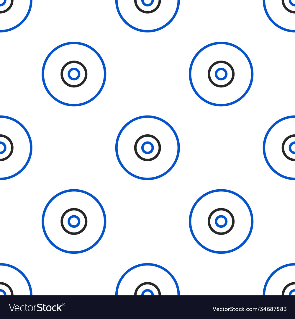 Line cd or dvd disk icon isolated seamless pattern vector image Line cd or dvd disk icon isolated seamless pattern