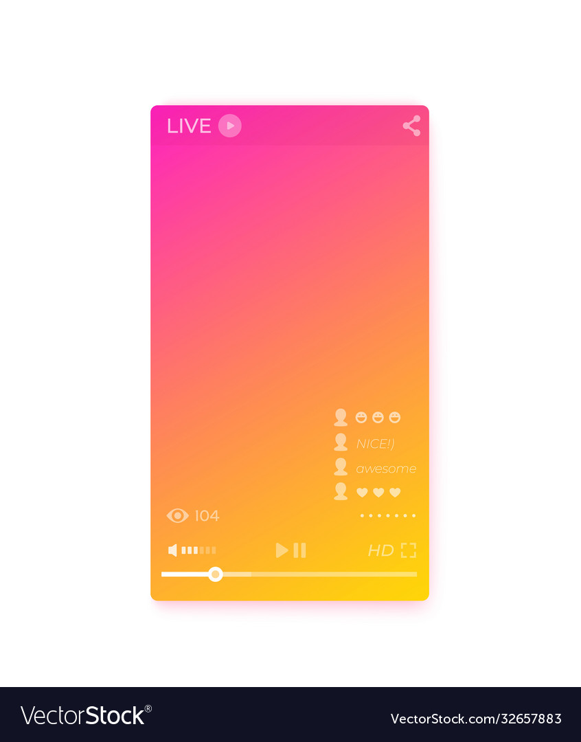 Live streaming video player mobile app ui