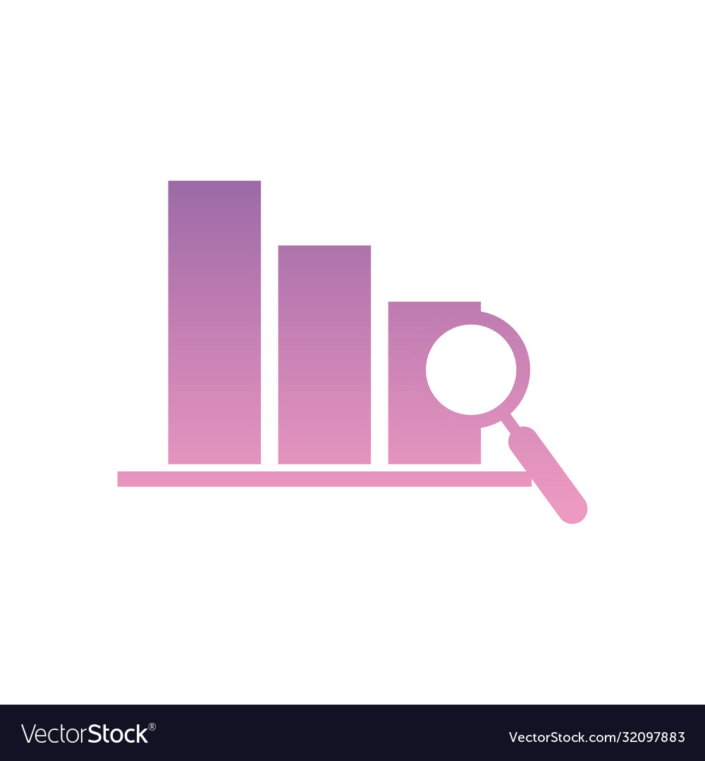 Lupe with bars chart gradient style icon