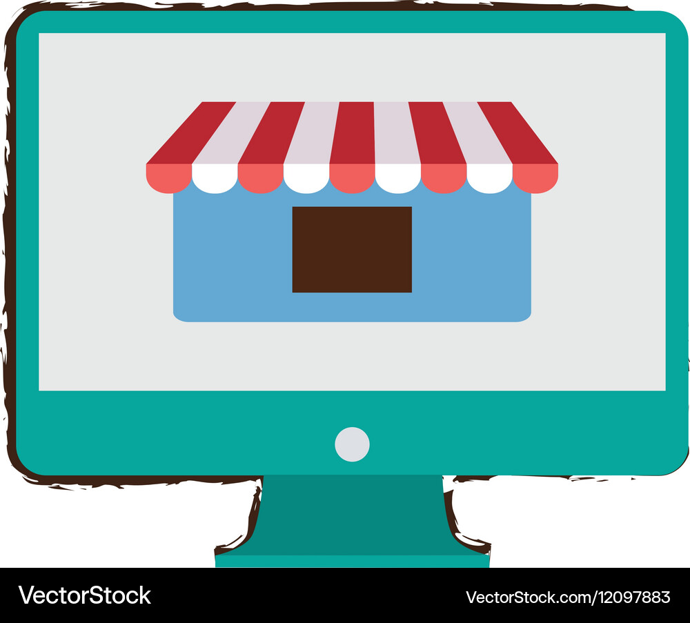 Online shopping computer mobile marketing sketch Vector Image