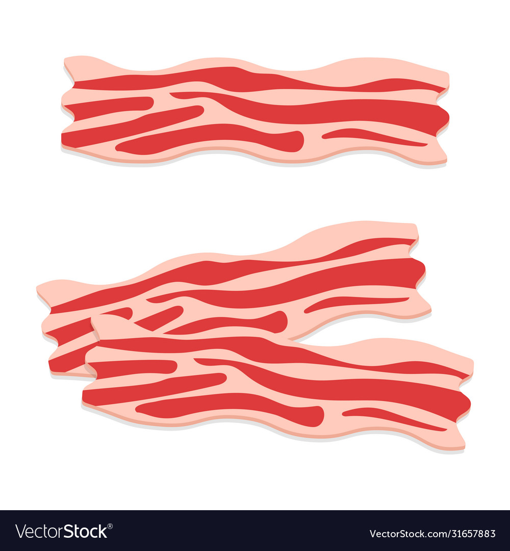 Raw bacon slices traditional breakfast ingredient