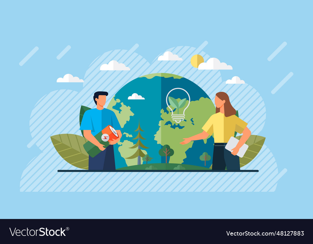 Respect for environment save green planet man Vector Image