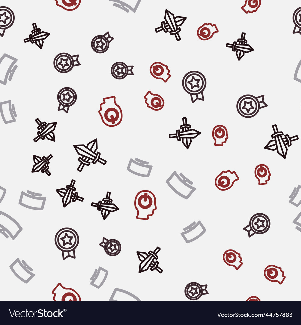 Set line sword for game rating with medal Vector Image Set line sword for game rating with medal