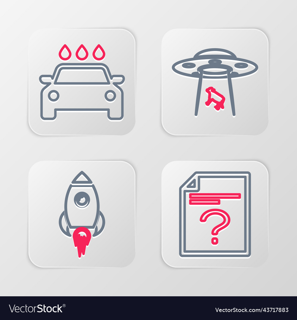 Set line unknown document rocket ship with fire vector image Set line unknown document rocket ship with fire