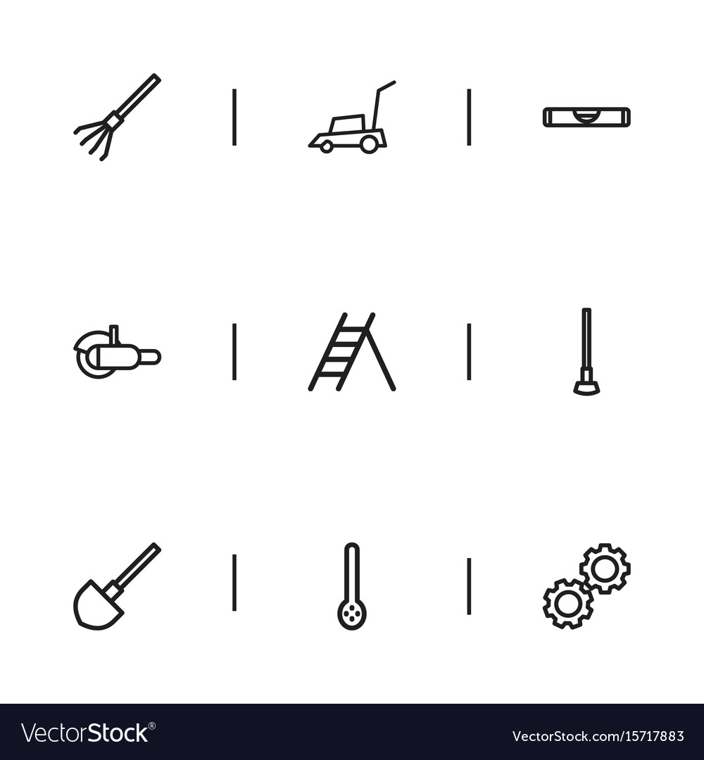 Set of 9 editable tools icons includes symbols