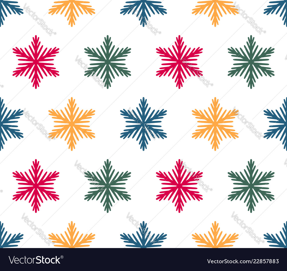 Simple seamless pattern with hand drawn snowflakes