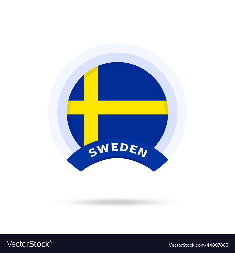 Sweden national flag circle button icon simple Vector Image