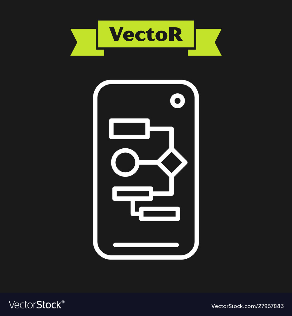 White line algorithm icon isolated on black vector image White line algorithm icon isolated on black