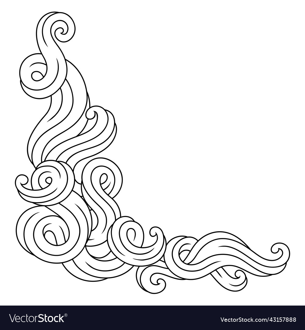 Background with wave line curls monochrome