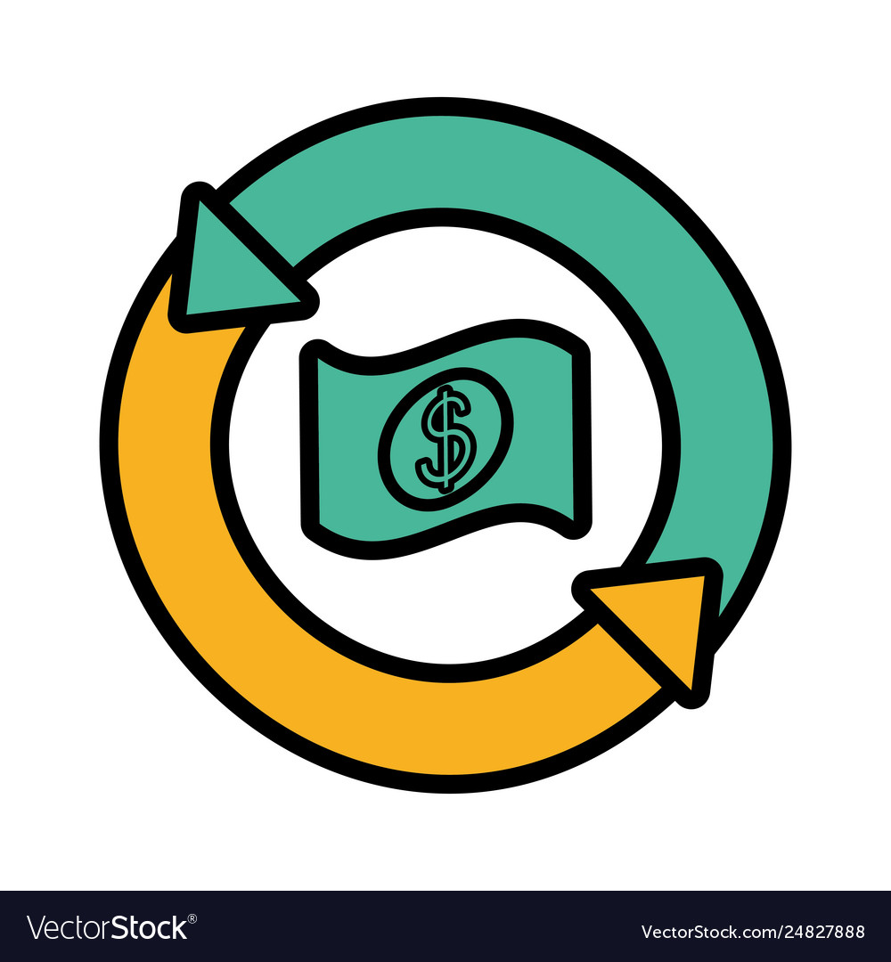 Bill dollar with arrows in circle Royalty Free Vector Image