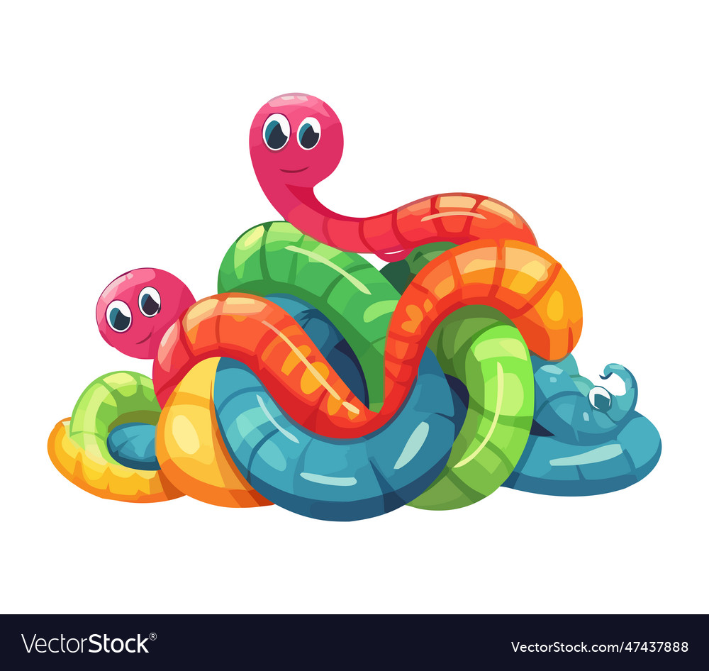 Cheerful cartoon sweet worm gummy Royalty Free Vector Image