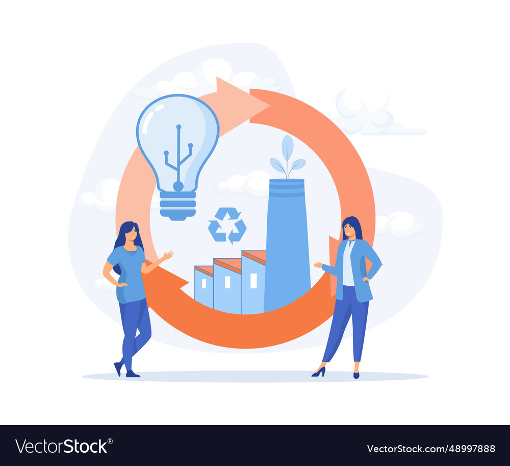 Circular economy and energy production people Vector Image