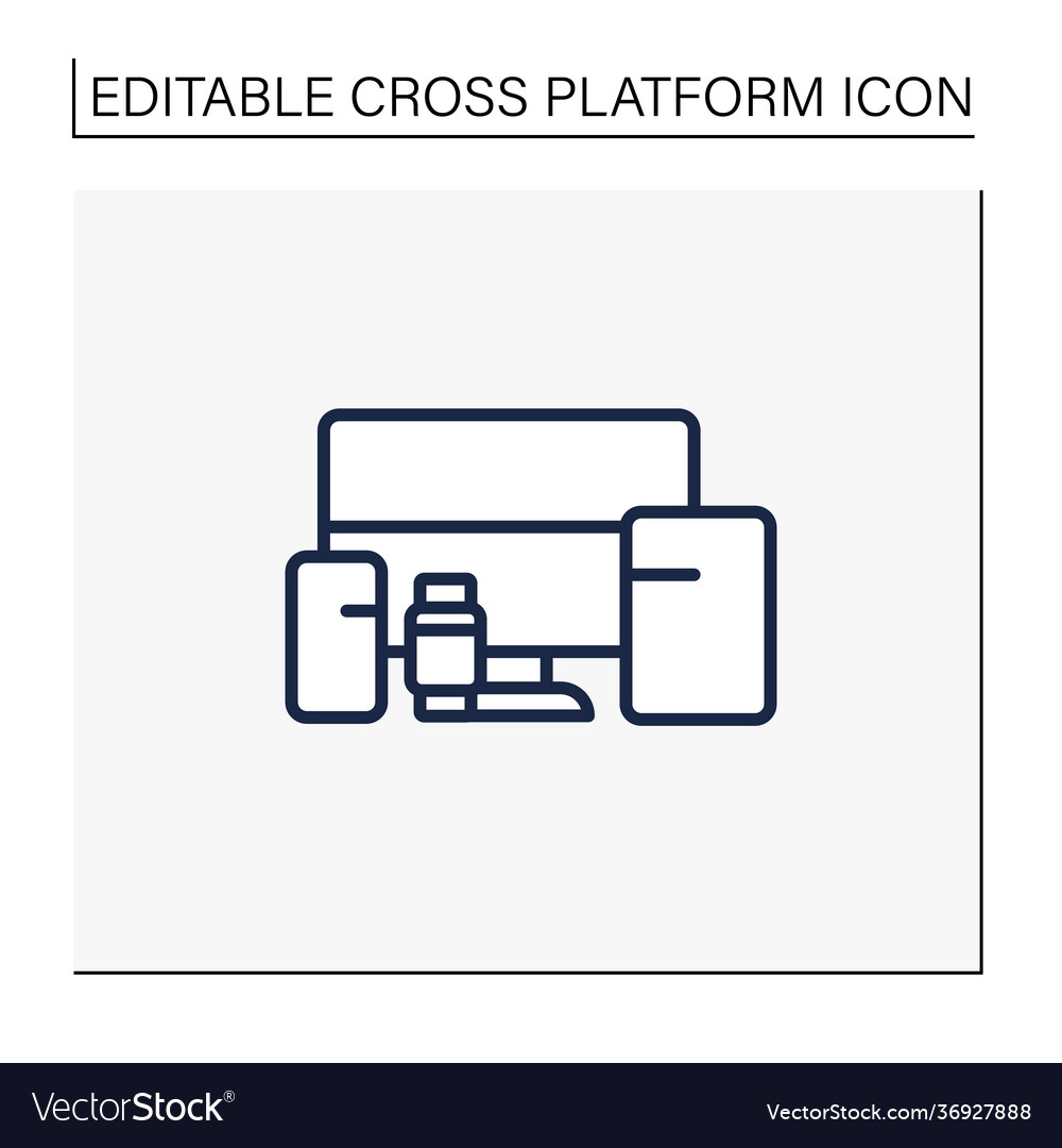 Cross platform devices line icon vector image Cross platform devices line icon