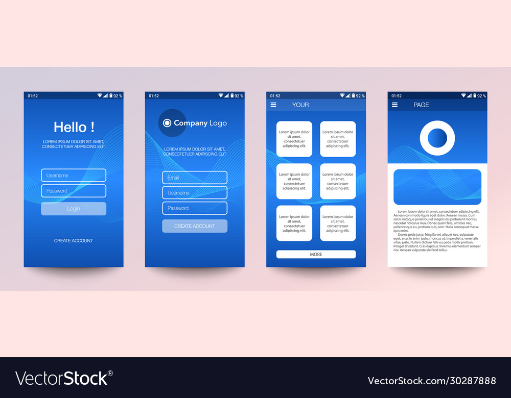 Design mobile app ui ux gui set user vector image Design mobile app ui ux gui set user