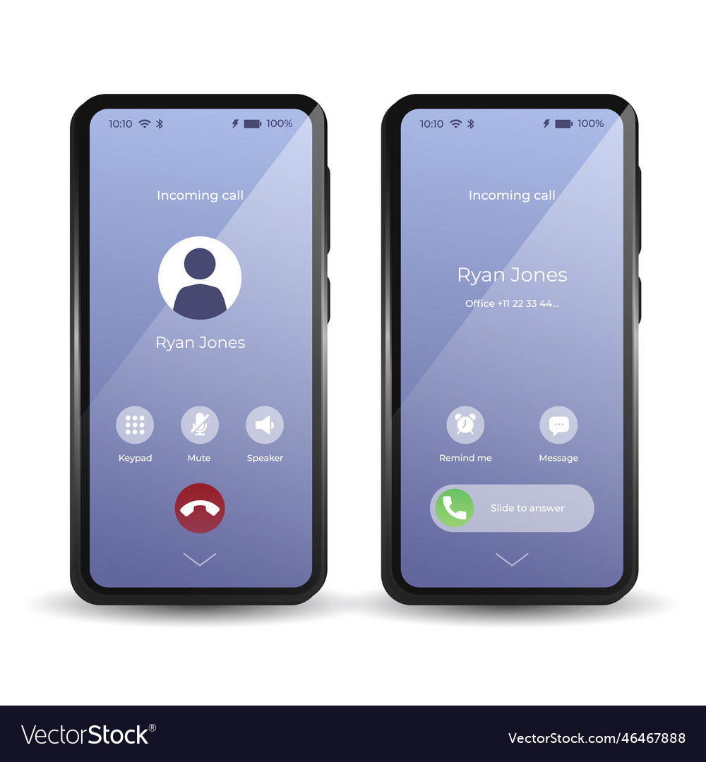 Gradient phone call screen interface vector image Gradient phone call screen interface