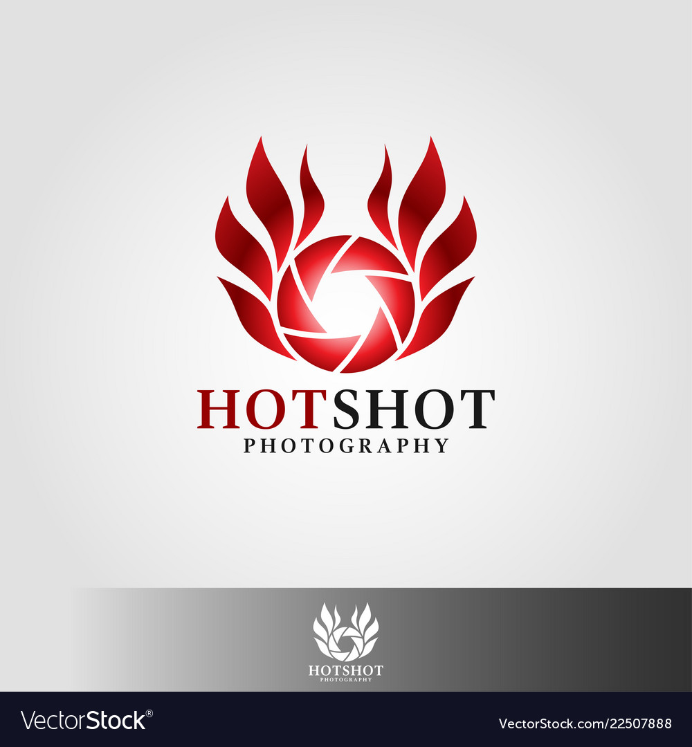 Hot shot photography - camera logo Royalty Free Vector Image