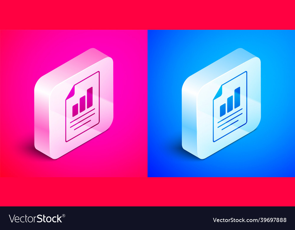 Isometric document with graph chart icon isolated vector image Isometric document with graph chart icon isolated