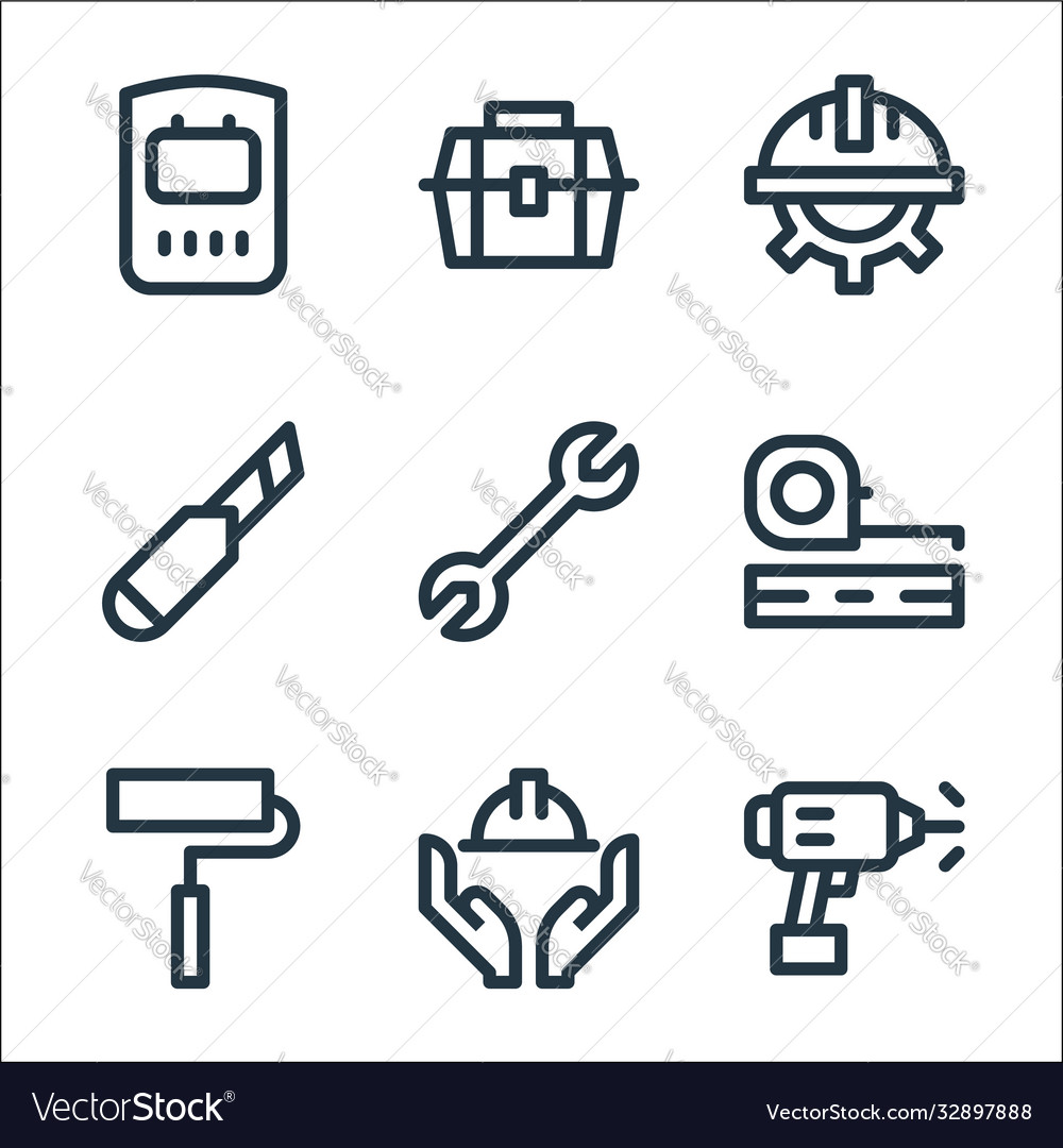 Labour day line icons linear set quality
