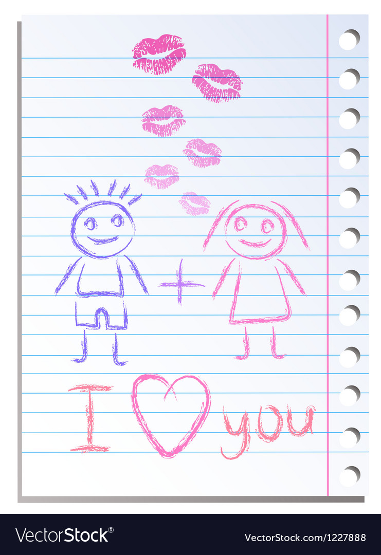 Notebook paper sheet with lips imprint