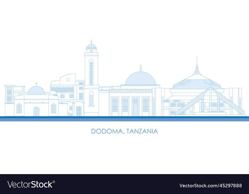 Outline skyline panorama of city dodoma